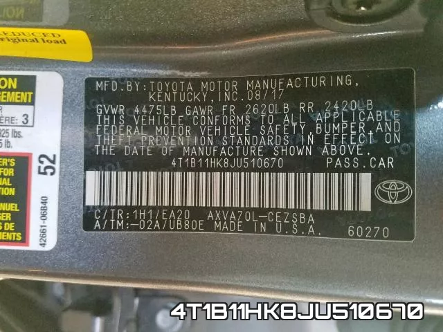 4T1B11HK8JU510670 фото 2