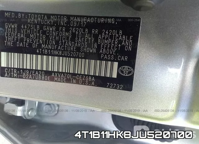 4T1B11HK8JU520700 фото 9