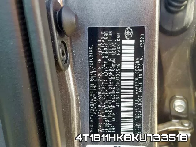 4T1B11HK8KU733518 фото 2