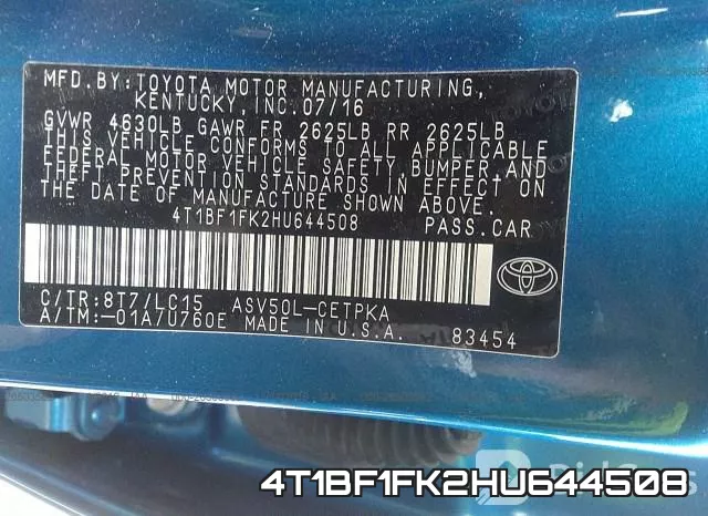 4T1BF1FK2HU644508 фото 10