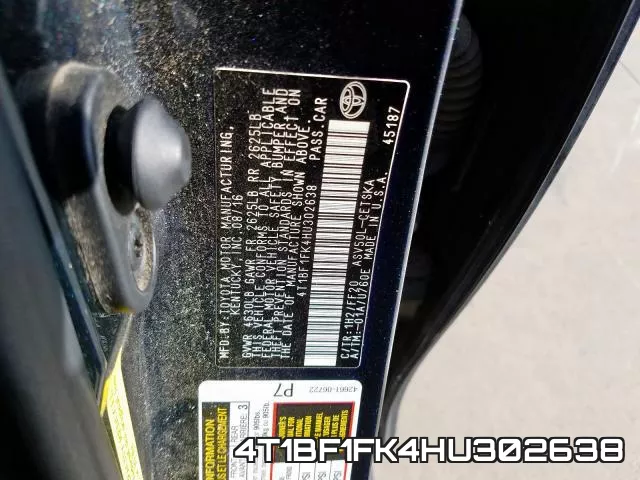 4T1BF1FK4HU302638 фото 2