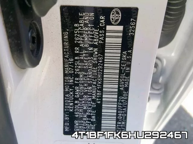 4T1BF1FK6HU292467 фото 2