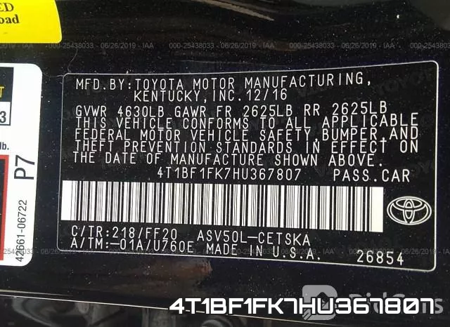 4T1BF1FK7HU367807 фото 10