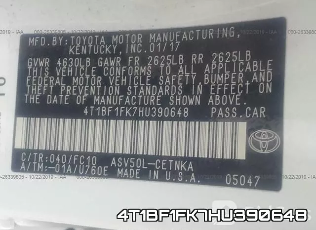 4T1BF1FK7HU390648 фото 10