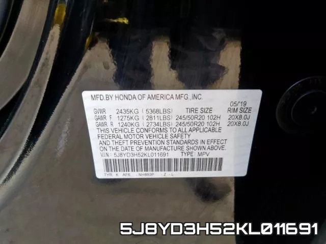 5J8YD3H52KL011691 фото 2