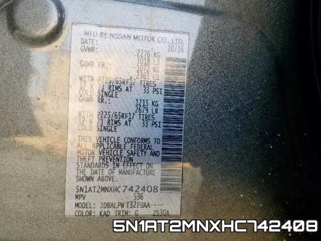 5N1AT2MNXHC742408 фото 2