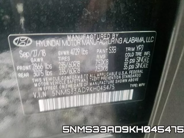5NMS33AD9KH045475 фото 2