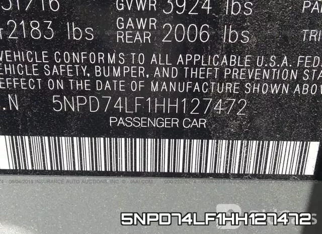 5NPD74LF1HH127472 фото 10