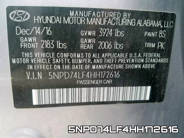 5NPD74LF4HH172616 фото 2