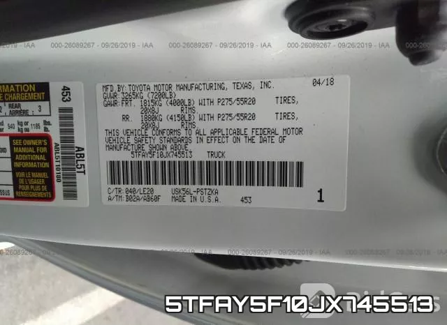 5TFAY5F10JX745513 фото 9