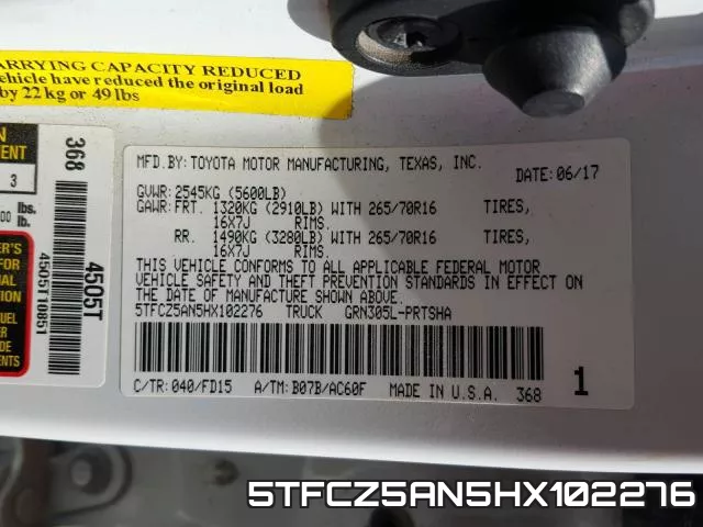 5TFCZ5AN5HX102276 фото 2