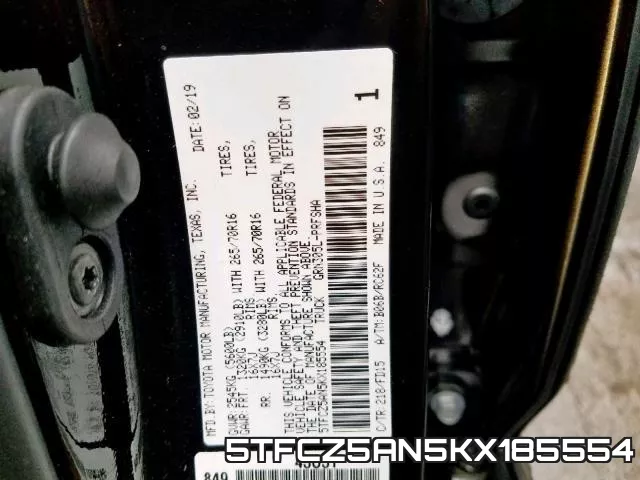 5TFCZ5AN5KX185554 фото 2