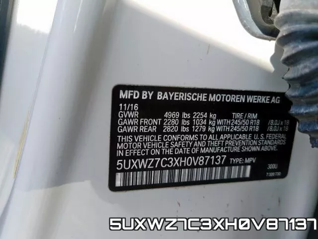 5UXWZ7C3XH0V87137 фото 2