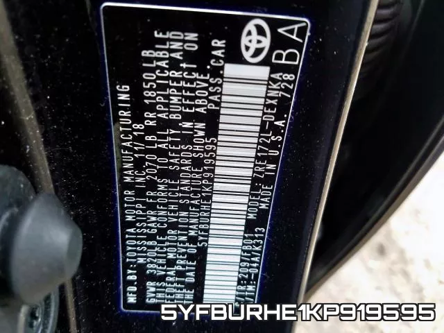 5YFBURHE1KP919595 фото 2