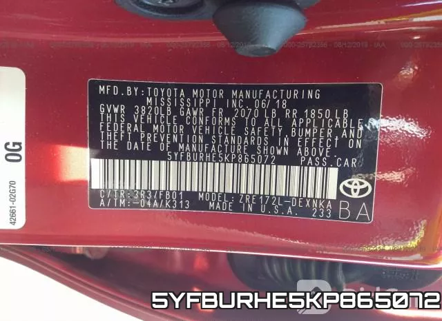 5YFBURHE5KP865072 фото 9