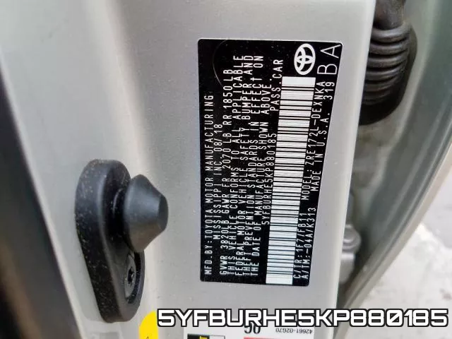 5YFBURHE5KP880185 фото 2