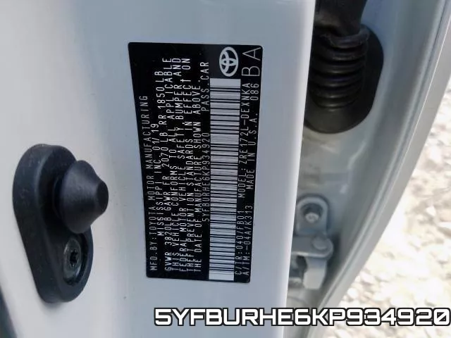 5YFBURHE6KP934920 фото 2