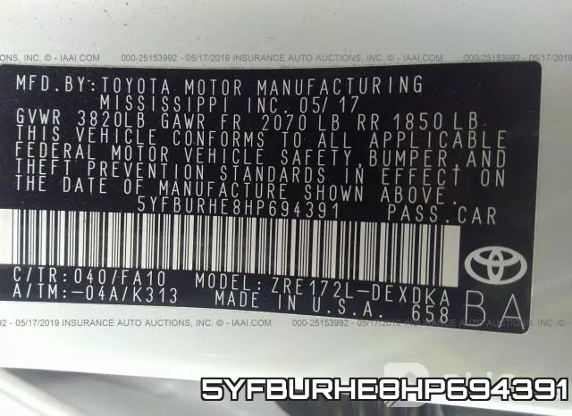 5YFBURHE8HP694391 фото 10