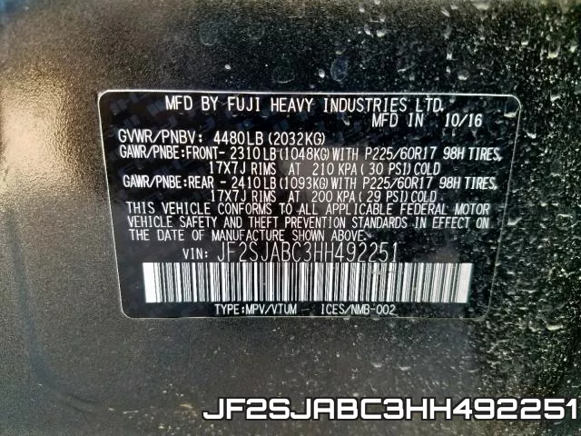 JF2SJABC3HH492251 фото 2