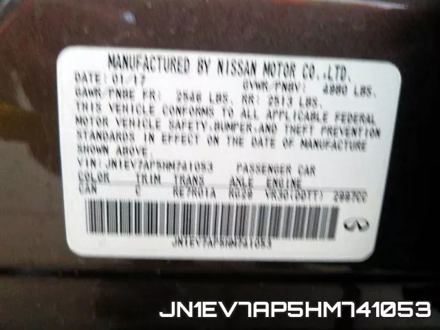 JN1EV7AP5HM741053 фото 2