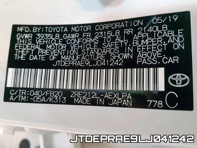 JTDEPRAE9LJ041242 фото 2
