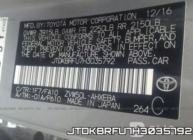 JTDKBRFU7H3035792 фото 8