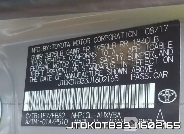 JTDKDTB33J1602165 фото 10