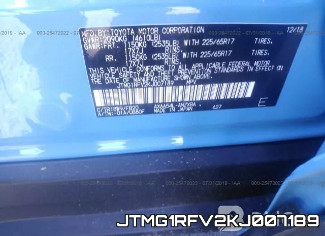 JTMG1RFV2KJ007189 фото 10