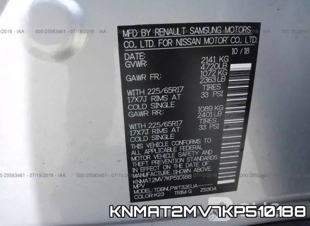 KNMAT2MV7KP510188 фото 10