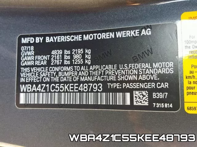 WBA4Z1C55KEE48793 фото 2