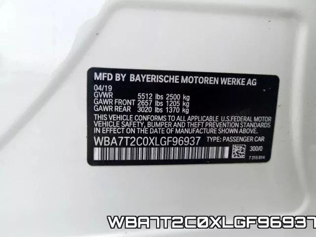 WBA7T2C0XLGF96937 фото 2