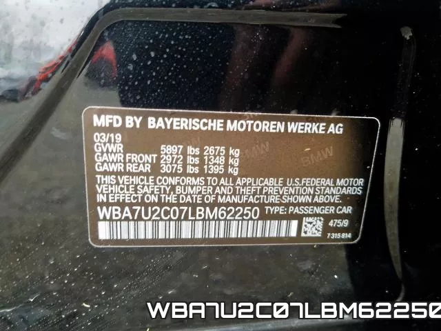 WBA7U2C07LBM62250 фото 2