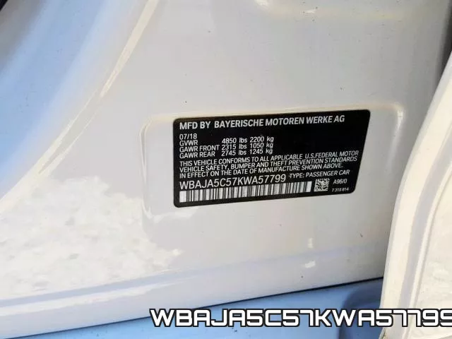 WBAJA5C57KWA57799 фото 2