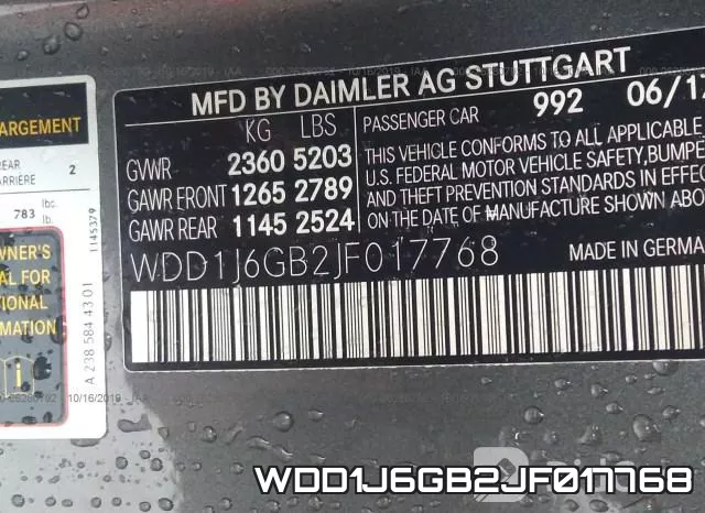 WDD1J6GB2JF017768 фото 6