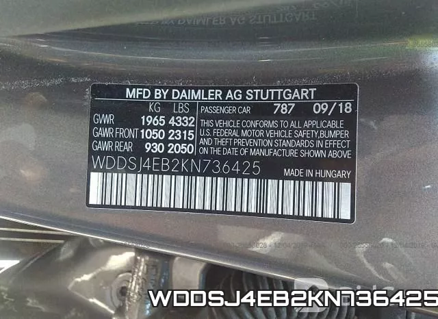 WDDSJ4EB2KN736425 фото 10