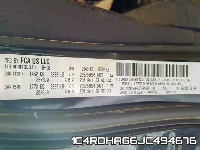 1C4RDHAG6JC494676 фото 2