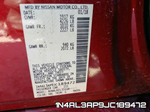 1N4AL3AP9JC189472 фото 2
