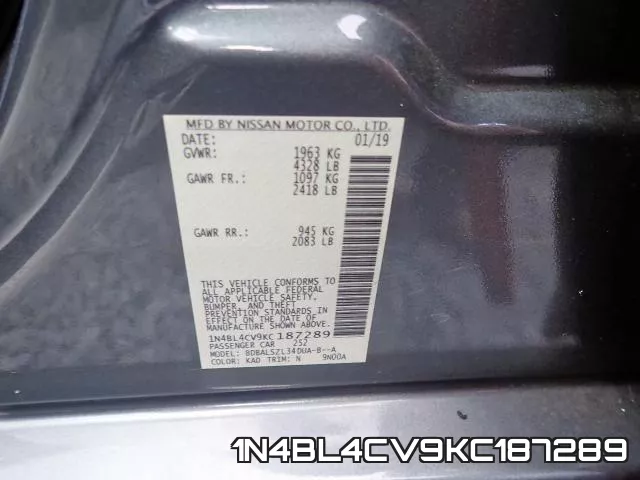 1N4BL4CV9KC187289 фото 2