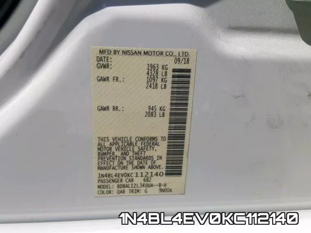 1N4BL4EV0KC112140 фото 2