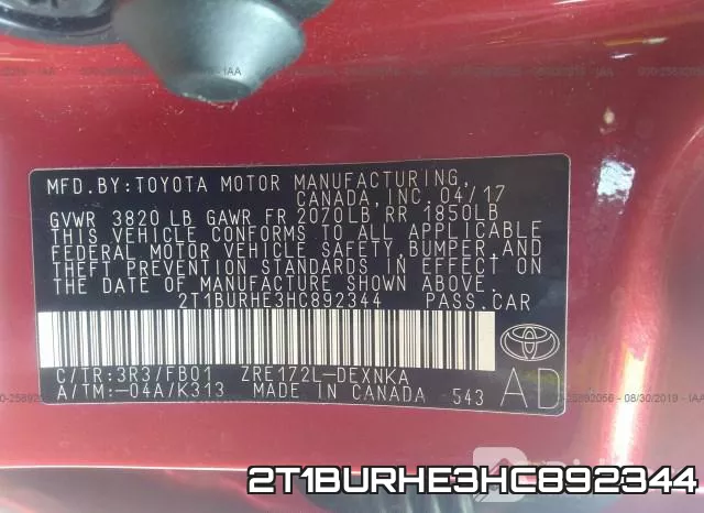 2T1BURHE3HC892344 фото 10
