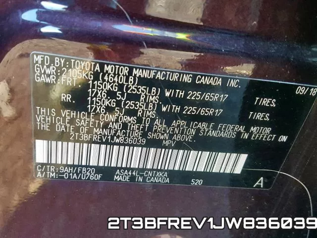 2T3BFREV1JW836039 фото 2