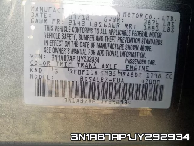 3N1AB7AP1JY292934 фото 2