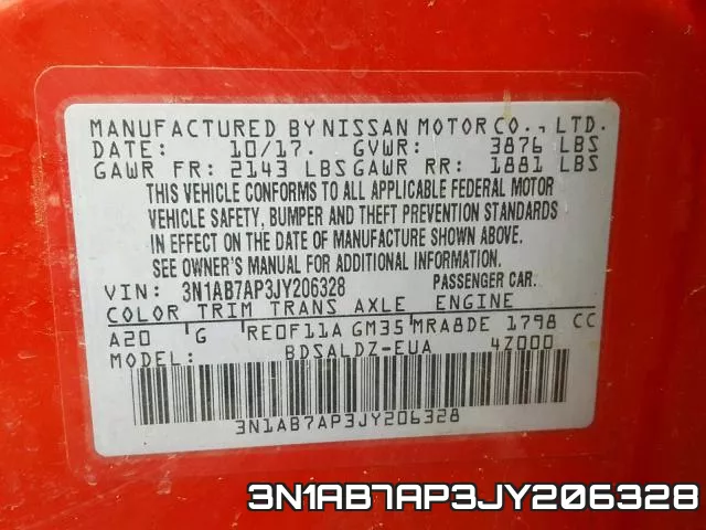 3N1AB7AP3JY206328 фото 2