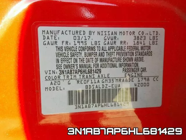3N1AB7AP6HL681429 фото 2