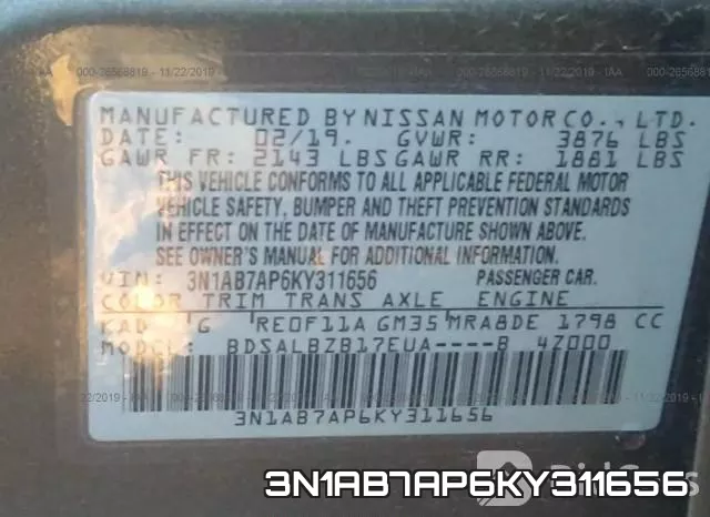 3N1AB7AP6KY311656 фото 10