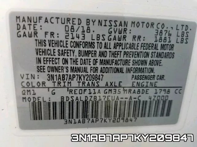 3N1AB7AP7KY209847 фото 2