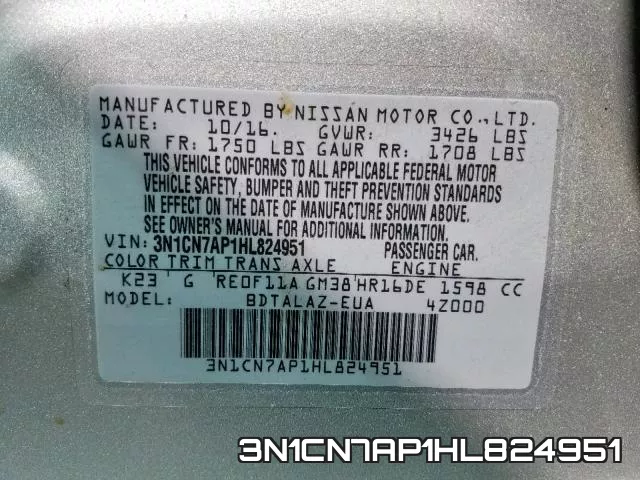 3N1CN7AP1HL824951 фото 2