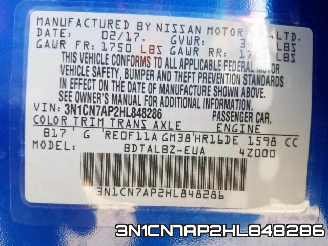 3N1CN7AP2HL848286 фото 2