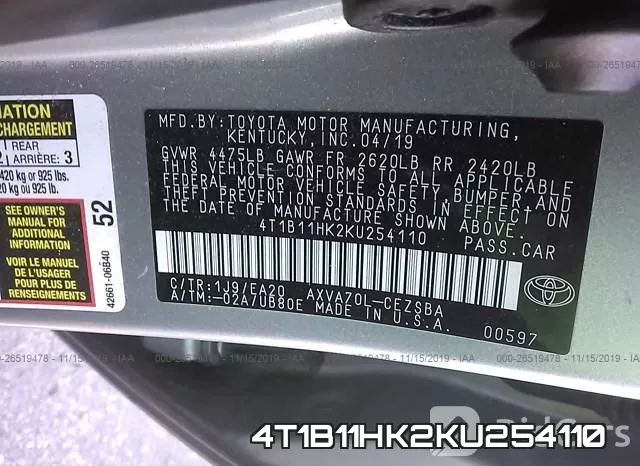 4T1B11HK2KU254110 фото 10