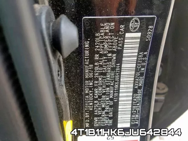 4T1B11HK6JU642844 фото 2